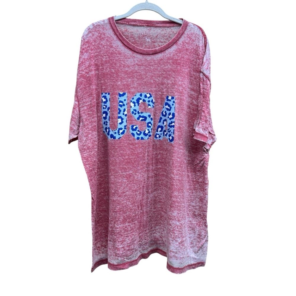 Red distressed USA Graphic T-Shirt XXL lightweight